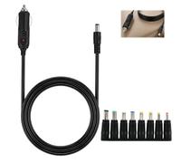 Chargeur De Voiture Universel Dc 12v, Adaptateur Allume-Cigare Vers Prise Dc 5.5x2.1mm Avec Câble De 1,5 M Et 8 Embouts Interchangeables, Compatible DVD, Gps, Haut-Parleurs, Caméras, étiqueteuses