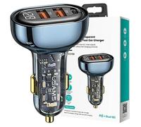 Chargeur de voiture USAMS 125 W à charge rapide, 2 ports USB/USB-C bleu