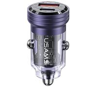 Chargeur de voiture USAMS 45 W à charge rapide USB-C/USB-A violet