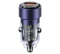 Chargeur de voiture USAMS 60 W à charge rapide USB-C/USB violet