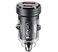 Chargeur de voiture USAMS C35 USB+USB-C 45W Charge rapide noir/noir CC175CC01 (U