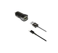 chargeur de voiture USB 12/24V 2.4A + câble de données USB-C noir