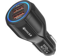 Chargeur De Voiture Usb, 2 Ports, Quick Charge 3.0 Allume-Cigare Compatible Avec Iphone, Ipad Samsung Galaxy S10/S9/S8, Huawei, Xiaomi Noir