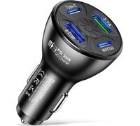 Chargeur de voiture Usb Adaptateur de charge rapide 20w Pd Qc3.0 Type 3.1a 2usb Multi-Port Noir