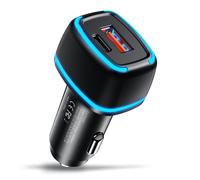 Chargeur de voiture USB-C 38 W avec charge rapide PD 20 W/QC3.0, adaptateur allume-cigare avec LED - .