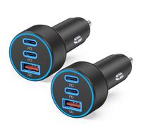 Chargeur de voiture USB C 67 W à charge super rapide, lot de 2 3 ports 12-24 V accessoires de voiture adaptateur allume-cigare avec USB C PD&QC 3.0 chargeur rapide pour iPhone 17 16 15 14 13 12 11 Pro