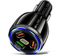 Chargeur De Voiture Usb C Allume-Cigare 3 Ports 90 W, Usb C 60 W+Usb A 30 W Usb C Chargeur Charge Rapide Compatible Avec Iphone, Ipad, Samsung Galaxy, Huawei, Xiaomi