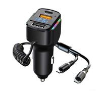 Chargeur de voiture USB C avec PD3.0 et QC 3.0, charge rapide, 3 ports affichage numérique moniteur de tension, lumière d'ambiance LED, compatible avec 12 V