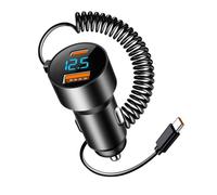 Chargeur de Voiture USB C, Chargeur de Voiture USB C Charge Rapide - Adaptateur de Charge Rapide pour PD QC 3.0 - Chargeur de en d'aluminium 100W avec Cordon pour Camion berline SU