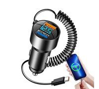 Chargeur de voiture USB C, chargeur de voiture USB C - Chargeur de téléphone PD QC 3.0 | Câble rétractable pour chargeur de 100 W pour la plupart des smartphones
