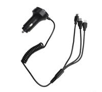 Chargeur de voiture USB-C et USB-A avec affichage numérique de la tension, charge rapide 55 W pour //, câble rétractable 3 en 1, compatible 12 V - 24 V