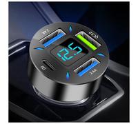 Chargeur de voiture USB, charge ultra rapide 66 W avec USB PD et QC3.0, détection de tension, sûr et fiable, conçu pour iPhone, Android et