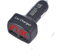 chargeur de voiture USB double 4 en 1 DC 5V 3.1A Universel avec Testeur de tension/température/courant Affichage LED