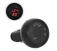 Chargeur de Voiture USB, Multifonction 3 en 1 Voltmètre Numérique LED pour Voiture 12V/24V Chargeur USB pour Thermomètre