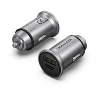 Chargeur de voiture Vention 20W 2xUSB (A+C) QC4.0 3.4A - Mini Design - Aluminium gris