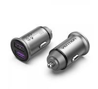 Chargeur de voiture Vention 30W 2xUSB (A) QC3.0 5A - Mini Design - Aluminium gris
