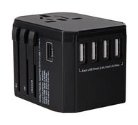 Chargeur de voyage à technologie GaN, adaptateur de voyage universel avec charge rapide, adaptateur secteur mondial avec 4 ports USB et un port