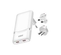 Akashi Chargeur de voyage GaN 65W – 2x USB-C PD, prises EU/US/UK/AUS, Blanc