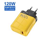 Chargeur de voyage intelligent 120 W, charge ultra rapide QC3.0, adaptateur USB d'origine pour téléphone portable 9 V/5 Vjaune