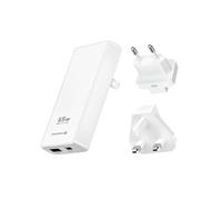 Chargeur de Voyage MacBook Laptop GaN 65W Port USB-C et USB Prises EU / UK / US Blanc