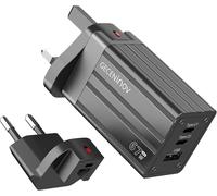 Chargeur De Voyage Rapide Usb-C 67w Avec Prises Uk/Eu/Us, Adaptateur Mural De 65w, Chargeur Pd Gan À 3 Ports Type C Pour Iphone, Ipad, Samsung Galaxy, Pixel, Macbook Pro Et Autres Laptops..[F1810]