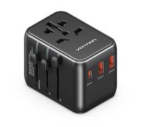 Chargeur de voyage universel Vention - 1xUSB-C, 2xUSB - 20W - Noir