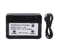 Chargeur d'équilibre, Chargeur d'équilibre Noir 2S, Chargeur de Batterie 7,4 V 2 en 1 pour Jouet d'avion de Bateau de Voiture RC