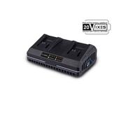 Scheppach Chargeur Double IXES 20V - SDBC2.4A - 2,4A - Li-ION - 230-240V/50Hz - Longue durée de Vie - Voyant de Charge - Rechargement Rapide