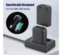 Chargeur double avec indicateurs LED, ports micro USB et USB-C + 2 batteries 3,7 V 1 000 mAh pour caméra sport SJCAM C300