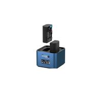 Chargeur double HAHNEL ProCube3 pour batteries Panasonic DMW-BLC12/BLF19/BLJ31/BLK-22/BLG10 écran LCD USB-C USB-A 2A plateau AA Bleu
