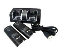 Chargeur Double Noir pour Manettes Wii / Wii U + 2 Batteries Rechargeables 2800 mAh - Station de Recharge USB - Straße Game Noir G