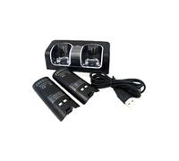 Chargeur Double Noir pour Manettes Wii / Wii U + 2 Batteries Rechargeables 2800 mAh - Station de Recharge USB -