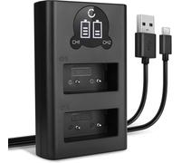 Chargeur Double NP-W126S NP-W126 Smart et Rapide Compatible avec FujiFilm X-T3 X-T30 X-T20 X-T2 X-T100 X-T10 X-T1 Fuji X100f X-Pro3 X-Pro2 X-E3 Alimentation Dual BC-W126 Câble USB de Charge