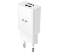Chargeur Double Port USB-A 10W Universel Format Ultra Compact Zanaé Blanc