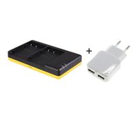 Chargeur double pour batteries Panasonic DMW-BLF19 avec adaptateur USB 230V à 2 ports