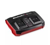 Original Einhell Chargeur Double Power X-Twincharger 4A Power X-Change (18 V, Charge simultanée de 2 Batteries 18 V, Surveillance des Batteries, système de Gestion de Charge, Mode Refresh)