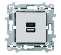 Chargeur double USB A+C pure essensya - HAGER WE113