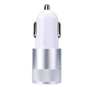 Chargeur Double USB argenté pour Allume-Cigare de Voiture - Charge Rapide et Efficace