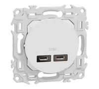 Chargeur double USB C+C 21 W - Power delivery - Odace - S920401 - Schneider - Blanc craie