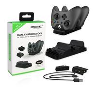 Chargeur Dual Station d'accueil pour manette XBOX One/One S/One X avec 2 batteries et câble de chargement USB - Noir