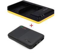 Chargeur duo avec powerbank 5000mAh pour batteries Canon LP-E6/LP-E6N/LP-E6NH/LP-E6P - Pack d'alimentation complet
