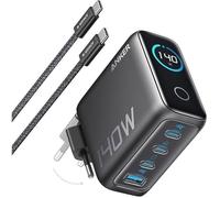 Chargeur et câble d'alimentation pour PC - ANKER - 1A3C 140W - GaN 140W - Écran puissance en temps réel - 1x USB-A/3x USB-C