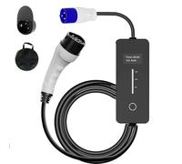 Chargeur EV CEE Plug 1 Phase 7kW Courant Ajustable 8A-32A Chargeur EV Portable Type 2 avec Affichage LED/Minutage IP66/IP65 IEC62196-2 Anti-brûlure Coupure Automatique de l'alimentation,5m