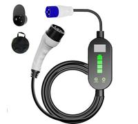Chargeur EV CEE Plug 1 Phase 7kW Courant Ajustable 8A-32A Chargeur EV Portable Type 2 avec Affichage LED/Minutage IP66/IP65 IEC62196-2 Anti-brûlure Coupure Automatique de l'alimentation,5m