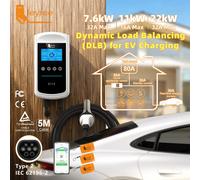 Chargeur EV Feyree Type 2 avec écran 4,3 pouces, 32A, 7,6 kW, équilibrage dynamique de la charge, 11 kW, 22 kW, triphasé, borne de recharge murale EVSE avec application et historique de charge 11KW 16