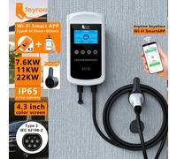 Chargeur EV Feyree Type2 32A 7kW avec écran 4,3 pouces 1P DLB, équilibrage dynamique de la charge, station Wallbox EVSE 11kW 22kW 3P avec LOG de charge 22kW 32A 3 Phase