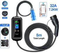 Chargeur EV, portable 7,2 kW, connectivité WiFi et Bluetooth, F2-T2-72KW-APP-5M, TYP2