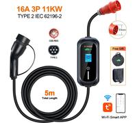 Chargeur EV portable, capacité de charge rapide, contrôle intelligent de l'application, APP 11KW Typ2