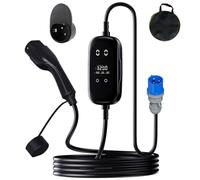 Chargeur EV Portable Type 2 7KW Courant réglable 8A-32A Câble de Charge EV avec Prise CEE Écran d'affichage UI Minuterie Retard 1-12 Heures Protection Contre la surchauffe arrêt Automatique,10m