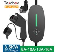 Chargeur EV Teschev 3,5 kW, câble de 3,5 m, connecteur Type 2 IEC62196/GB/T, 16A, monophasé, borne de recharge murale Type 1 pour véhicule électrique 3.5Meters Type 2